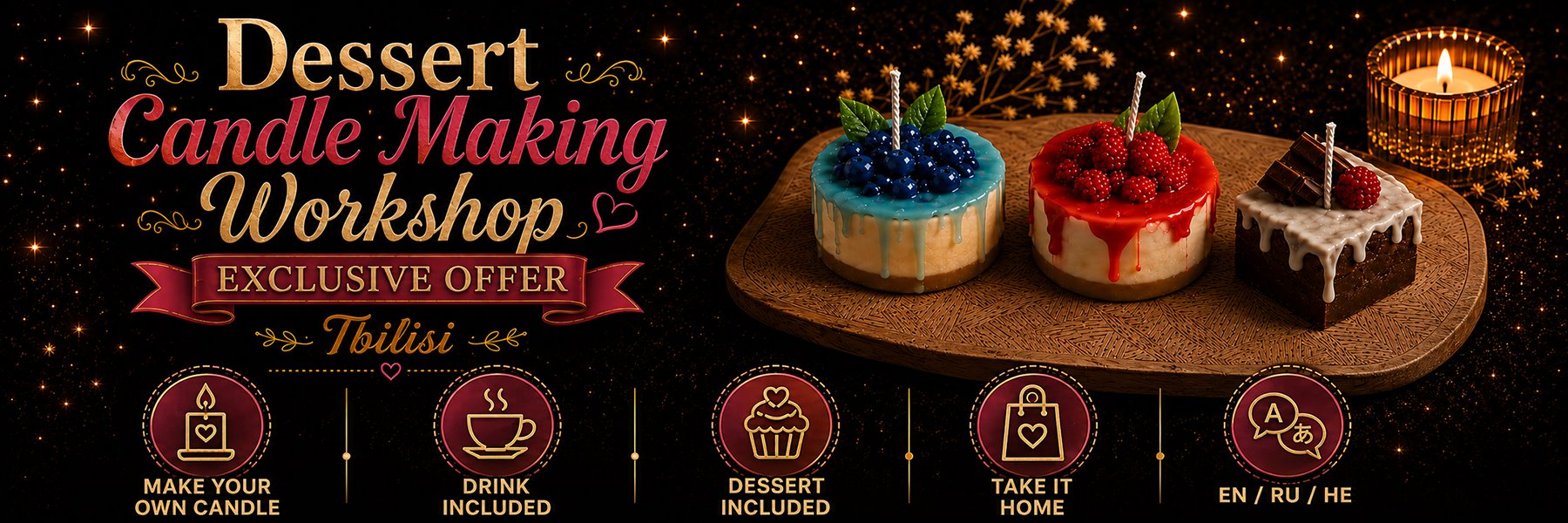 Dessert-Shaped Candle-Making Workshop with Drinks & Desserts
